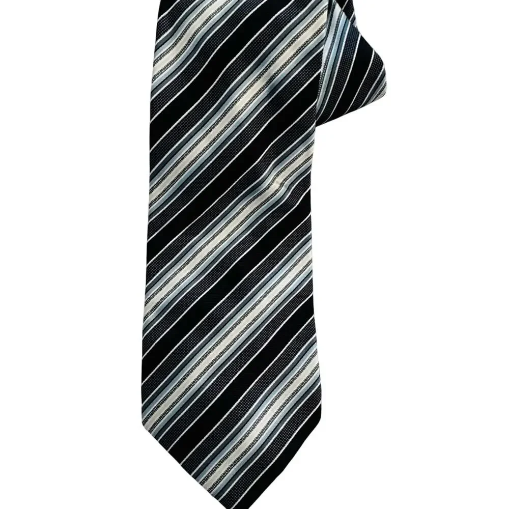 Brand New Banana Republic Black and Blue Striped Men's Tie Classic Preppy NWT